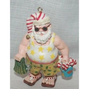 Personal Stamp Exchange Beach Santa Figurine Ornament